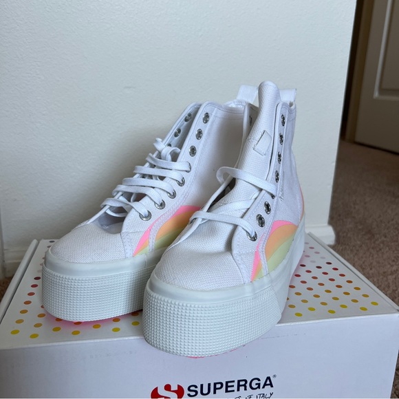 NIB Superga Rainbow Platform High Tops - Picture 5 of 13